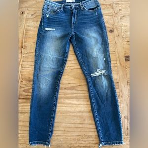 Flying Monkey Ankle-length Jeans - Distressed + Chewed Hem. Like new. Sz 29